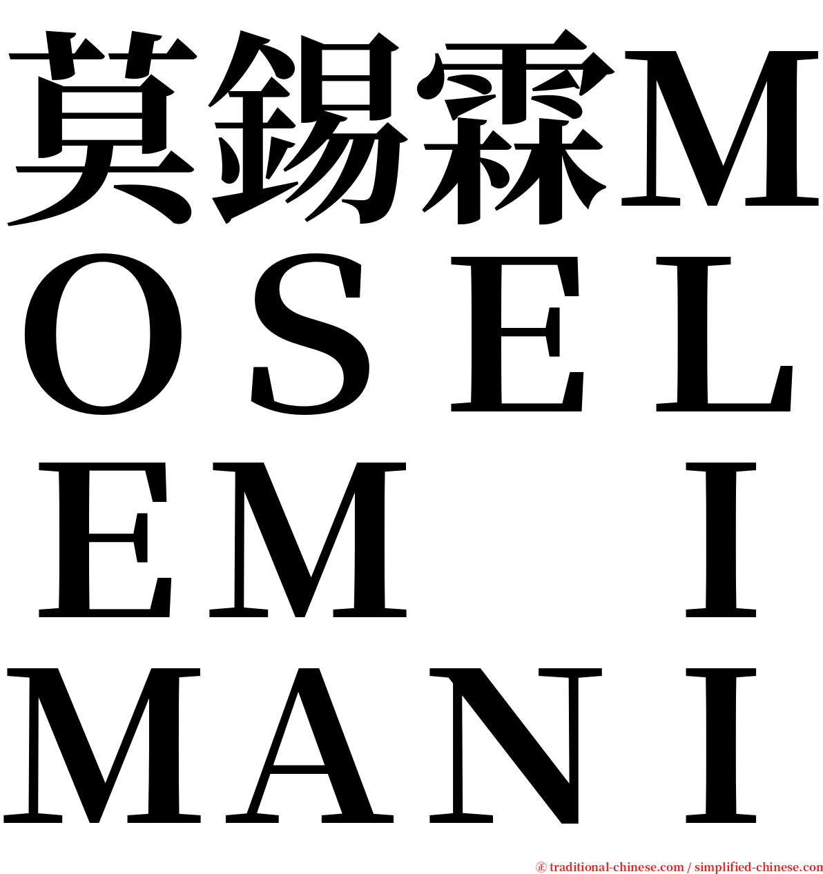 莫錫霖ＭＯＳＥＬＥＭ　ＩＭＡＮＩ serif font